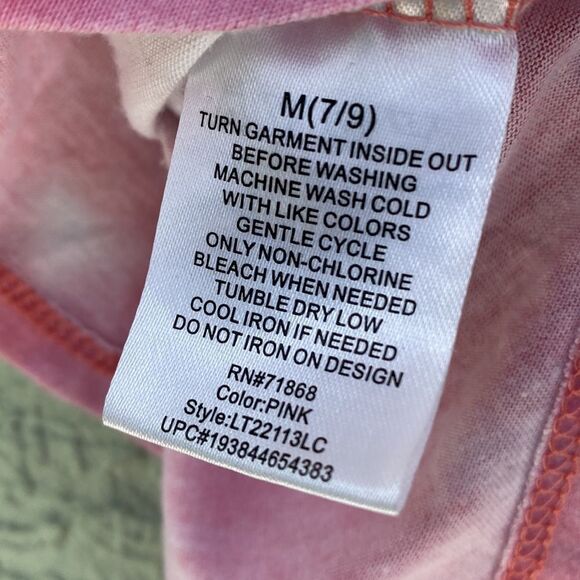 Disney Pink Tie Dye Lilo & Stitch Tee Shirt Sz M 7-9 - Picture 9 of 12